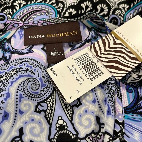 Dana Buchman short sleeves Paisley print blouse size large - Picture 7 of 12